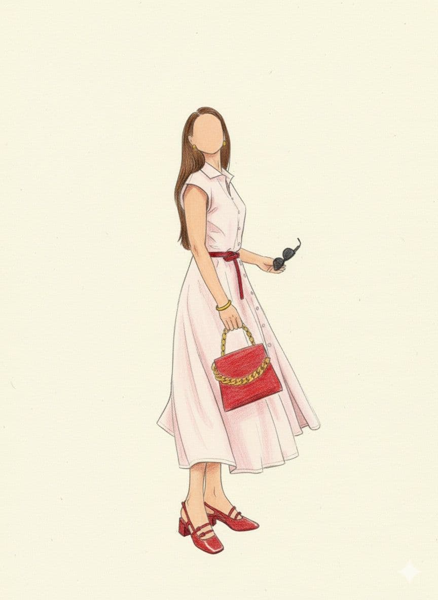 Ilustração do Vestido Verona — vista lateral, destacando a saia rodada