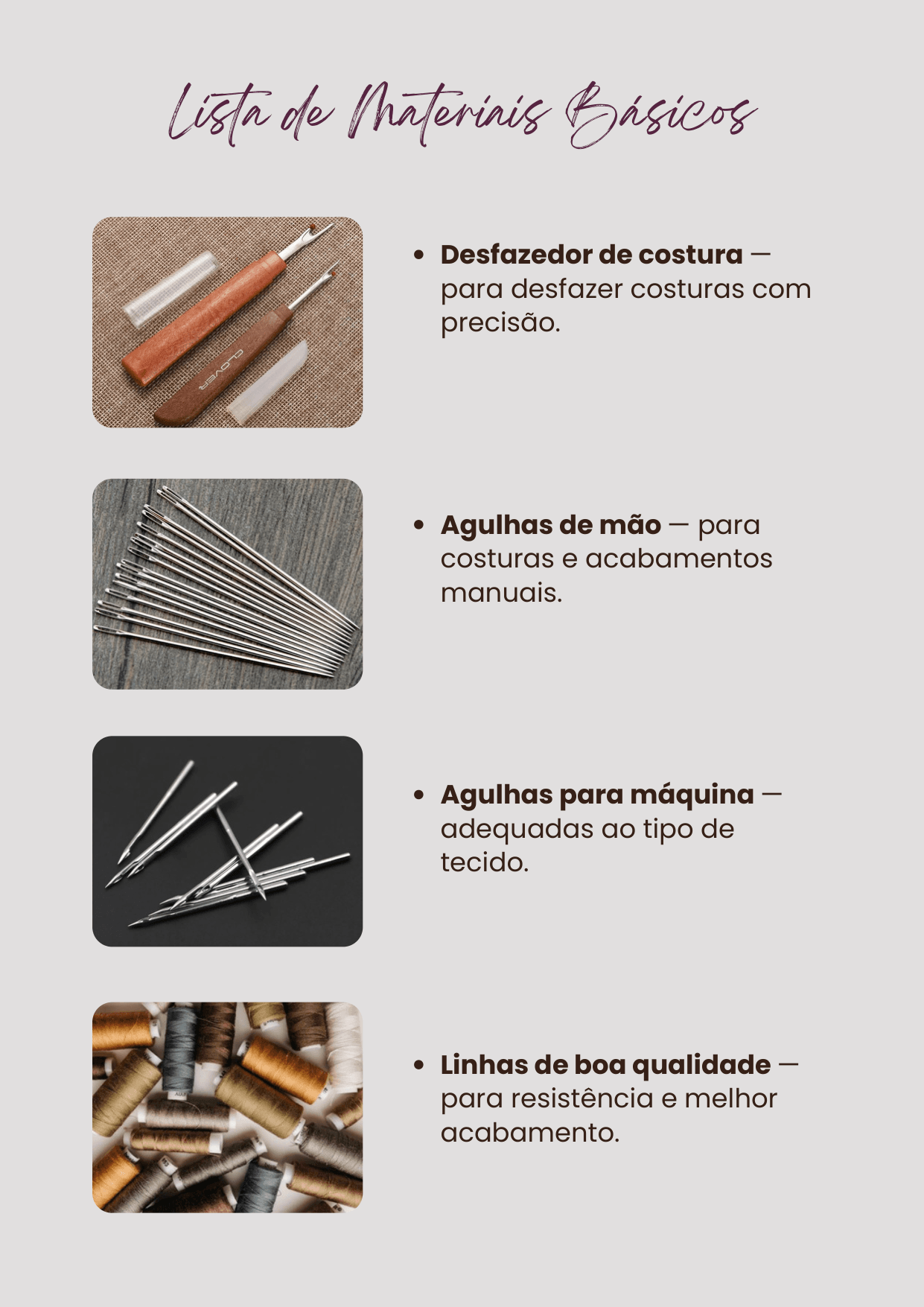 Kit de réguas e ferramentas de modelagem — Guia Básico